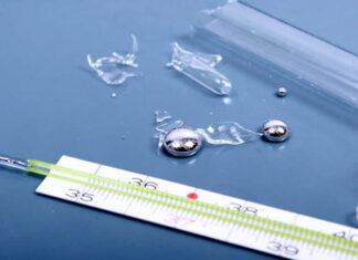 Termometru cu mercur spart