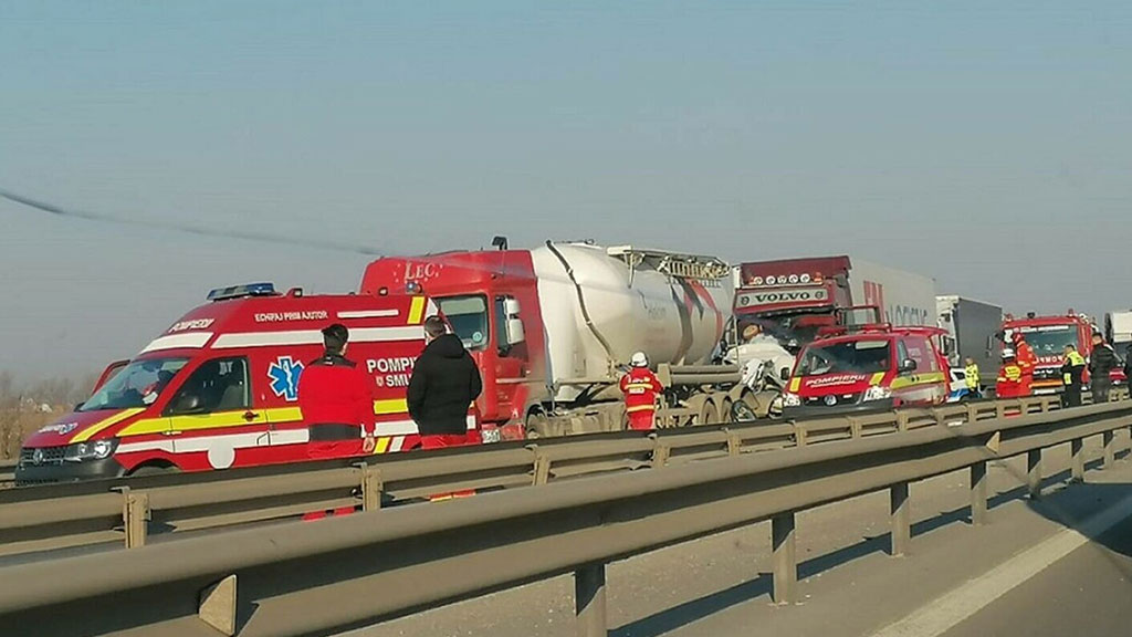 Accident in lant cu sapte masini Accident in lant cu sapte masini