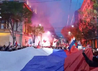Mii de sarbi au manifestat la Belgrad in sprijinul Rusiei si impotriva NATO Mii de sarbi au manifestat la Belgrad