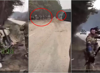 Un grup de soldati ucraineni e spulberat de la mica distanta de un tanc rusesc Soldati ucraineni spulberati